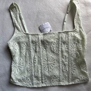 Urban Outfitters Cropped Lace Tank Top with Adjustable Straps